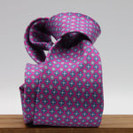 Cruciani &amp; Bella
100% Printed Silk

Self-Tipped
Fucsia, Blue, Light Blue and White Motif Tie&nbsp;
Handmade in Rome, Italy.

8 cm x 150 cm
#9306