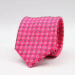 Cruciani &amp; Bella
100% Printed Silk

Self-Tipped
Fucsia, White and Blue Motif Tie
Handmade in Rome, Italy.
8 cm x 150 cm
#9427