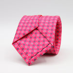 Cruciani &amp; Bella
100% Printed Silk

Self-Tipped
Fucsia, White and Blue Motif Tie
Handmade in Rome, Italy.
8 cm x 150 cm
#9427