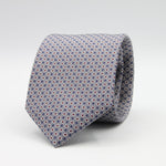Cruciani &amp; Bella
100% Printed Silk

Self-Tipped
Grey, White, Red and Blue Motif Tie
Handmade in Rome, Italy.
8 cm x 150 cm
#9429