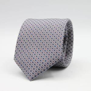 Cruciani &amp; Bella
100% Printed Silk

Self-Tipped
Grey, White, Red and Blue Motif Tie
Handmade in Rome, Italy.
8 cm x 150 cm
#9429
