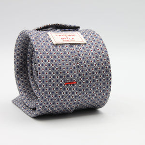 Cruciani &amp; Bella
100% Printed Silk

Self-Tipped
Grey, White, Red and Blue Motif Tie
Handmade in Rome, Italy.
8 cm x 150 cm
#9429