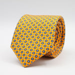 Cruciani &amp; Bella
100% Printed Silk

Self-Tipped
Light Orange, Royal Blue and Light Blue Motif Tie
Handmade in Rome, Italy.
8 cm x 150 cm
#9432