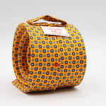 Cruciani &amp; Bella
100% Printed Silk

Self-Tipped
Light Orange, Royal Blue and Light Blue Motif Tie
Handmade in Rome, Italy.
8 cm x 150 cm
#9432