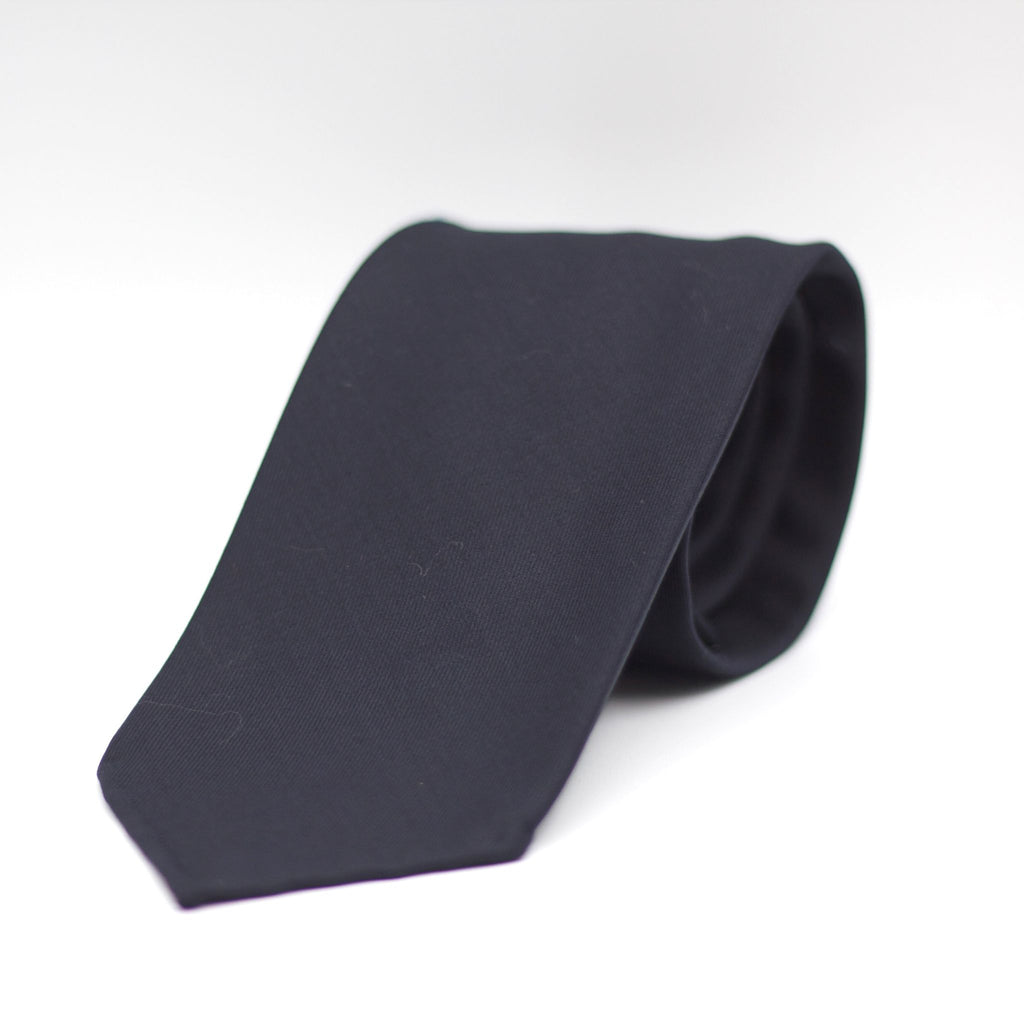 Cruciani & Bella 100% Tasmania  Wool Unlined Hand rolled blades Dark Blue Unlined Tie Handmade in Italy