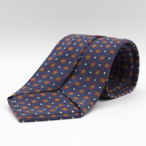 Cruciani & Bella - Printed Madder Silk  - Dark Blue, Green, Red and Cream Tie