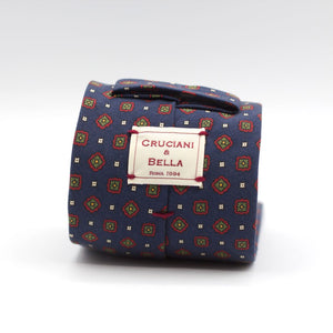Cruciani & Bella - Printed Madder Silk  - Dark Blue, Green, Red and Cream Tie