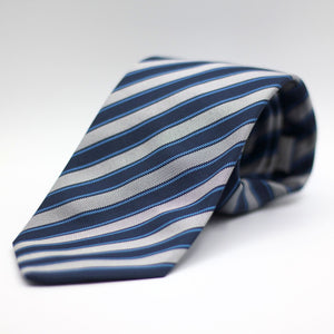 Drake's - Silk -  Dark Blue, Navy Blue and Grey stripe tie