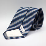 Drake's - Silk -  Dark Blue, Navy Blue and Grey stripe tie