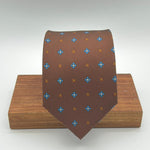 Drake's - 36 oz - Printed Silk-  Brown, Royal Blue and Rust motif Tie 