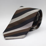 Drake's - Silk -  Grey, Brown and Black Stripe Tie