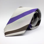 Drake's - Silk -  Grey, Brown and Purple Stripe Tie