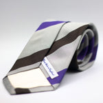 Drake's - Silk -  Grey, Brown and Purple Stripe Tie