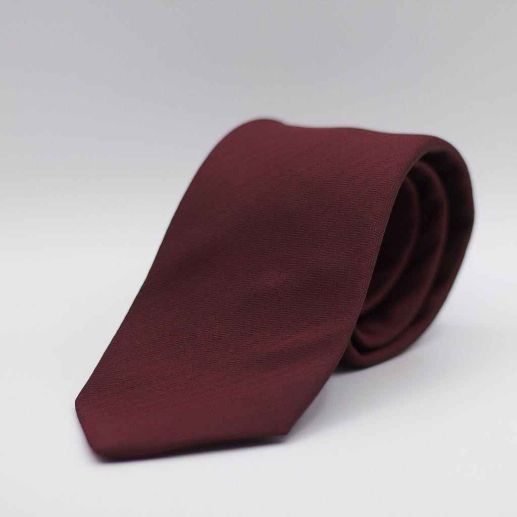 Drake's for Cruciani e Bella 100%&nbsp; Woven jacquard Silk Tipped Red Wine Heringbone Tie Handmade in London, England