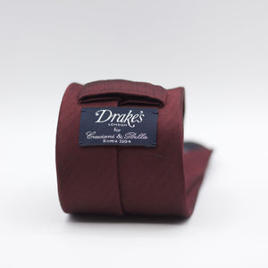 Drake's for Cruciani e Bella 100%&nbsp; Woven jacquard Silk Tipped Red Wine Heringbone Tie Handmade in London, England