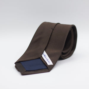 Drake's for Cruciani e Bella 100%&nbsp; Woven Satin Silk Tipped Dark Brown Handmade in London, England 7 cm x 148 cm