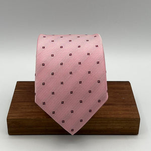 Drake's - Woven Silk Jacquard - Pink, Light Red and Off White Motif Tie #5319