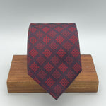 Drake's - Woven Silk Jacquard - Wine with Red Motif Tie #6863