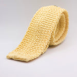 Cruciani & Bella 100%  Knitted Silk Egg Yolk Yellow  tie Handmade in Italy 6 cm x 145 cm