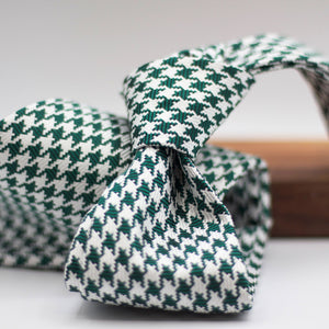 Cruciani & Bella 100% silk Tipped 3-Folds High Forrest Green Houndstooth Tie Handmade in Como, Italy 8 cm x 150 cm