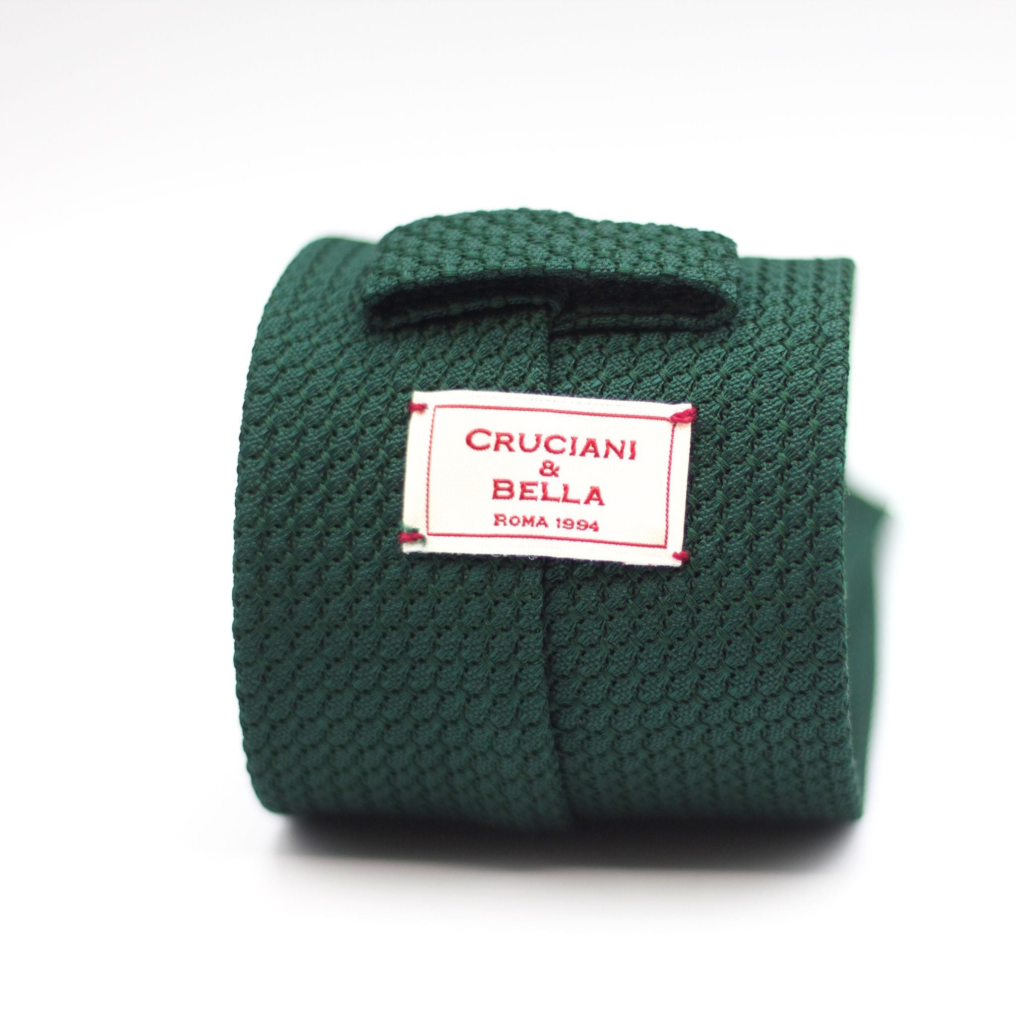 Cruciani & Bella 100% Silk Grenadine Garza Grossa Woven in Italy Unlined  Forrest Green tie Handmade in Italy 8 cm x 150 cm