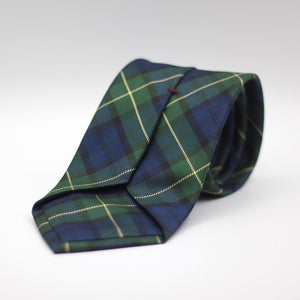 Cruciani &amp; Bella 100% Woven Jacquard Silk Self Tipped Green, Blue and &nbsp;Yellow Tartan Tie Handmade in Italy 8 cm x 150 cm #8756