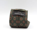 Holliday & Brown - Printed Silk - Green, Brown and Beige motif tie