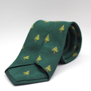 Cruciani & Bella 100% silk Tipped Green, Christmas Trees  embroidery motif Tie Made in England 8 cm x 150 cm