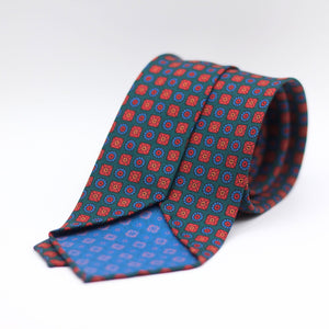 Cruciani & Bella 100% Printed Silk 36 oz UK fabric Unlined Green, Orange and Light Blue Unlined Tie Handmade in Italy 8 x 150 cm