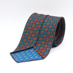 Cruciani & Bella 100% Printed Silk 36 oz UK fabric Unlined Green, Orange and Light Blue Unlined Tie Handmade in Italy 8 x 150 cm