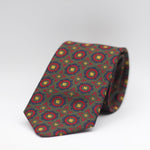 Cruciani & Bella 100% Silk Made in England Jacquard  Tipped Green , Red, Blue and Yellow Tie  Handmade in Italy 8 cm x 150 cm