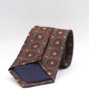 Cruciani & Bella 100% Silk Made in England Jacquard  Tipped Green , Red, Blue and Yellow Tie  Handmade in Italy 8 cm x 150 cm