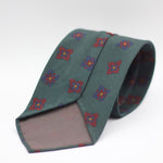 Cruciani & Bella 100% Printed Madder Silk  Italian fabric Unlined tie Green, Red and Blue Motif Unlined Tie Handmade in Italy 8 cm x 150 cm