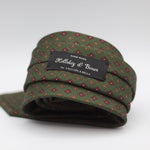 Holliday & Brown for Cruciani & Bella 100% Printed Silk Self-Tipped Green, Red and Yellow motif tie Handmade in Italy 8 cm x 150 cm
