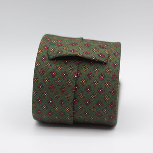 Holliday & Brown for Cruciani & Bella 100% Printed Silk Self-Tipped Green, Red and Yellow motif tie Handmade in Italy 8 cm x 150 cm
