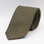 Holliday & Brown for Cruciani & Bella 100% Printed Silk Self-Tipped Green, Red and Yellow motif tie Handmade in Italy 8 cm x 150 cm