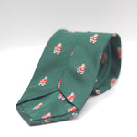 Cruciani & Bella 100% silk Tipped Green, Santa Claus embroidery motif Tie Made in England 8 cm x 150 cm