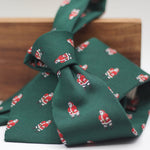 Cruciani & Bella 100% silk Tipped Green, Santa Claus embroidery motif Tie Made in England 8 cm x 150 cm