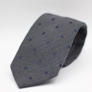 Holliday & Brown for Cruciani & Bella 100% Printed Wool  Self-Tipped Grey, Blue Dots Motif Tie Handmade in Italy 8 cm x 148 cm