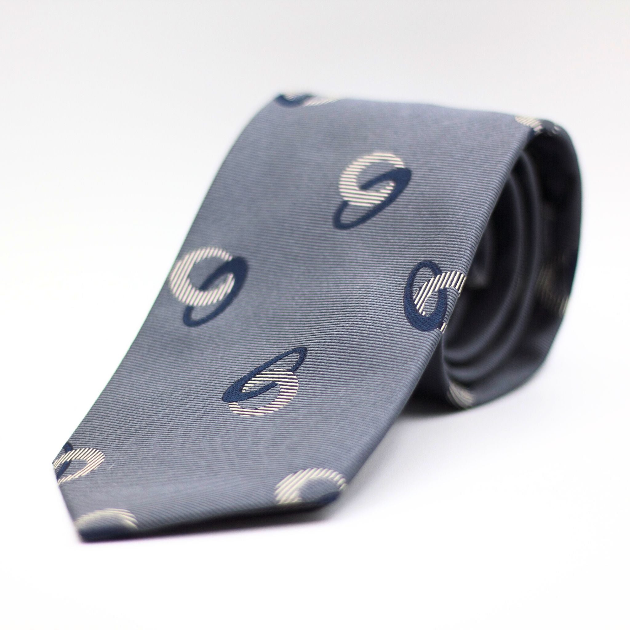 Holliday & Brown - Woven Jacquard Silk - Grey, Blue and Off White Tie