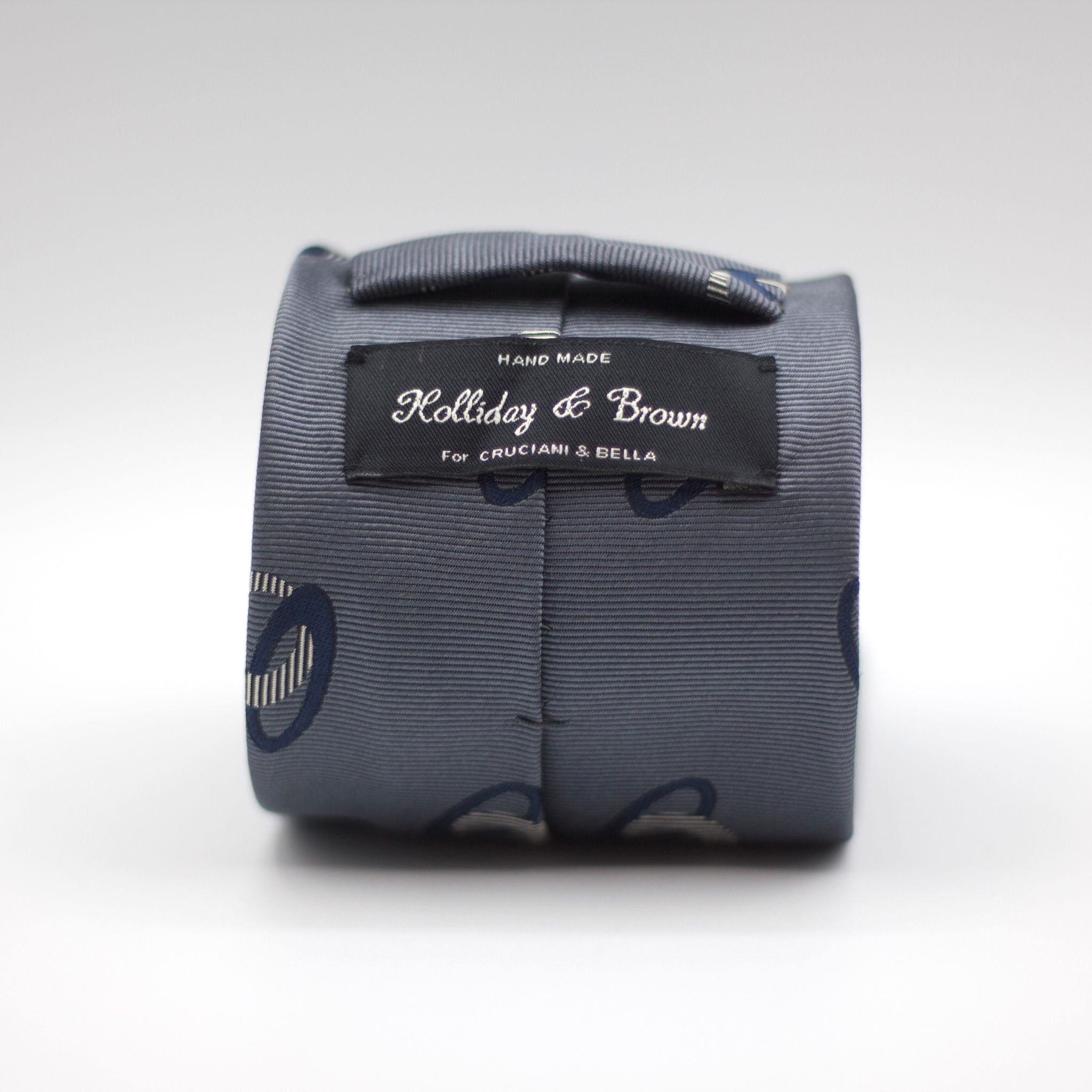 Holliday & Brown - Woven Jacquard Silk - Grey, Blue and Off White Tie