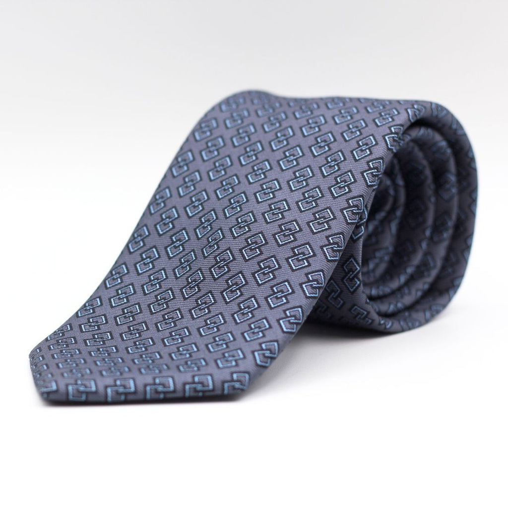 Cruciani & Bella - Silk - Grey, Blue and White Motif Tie