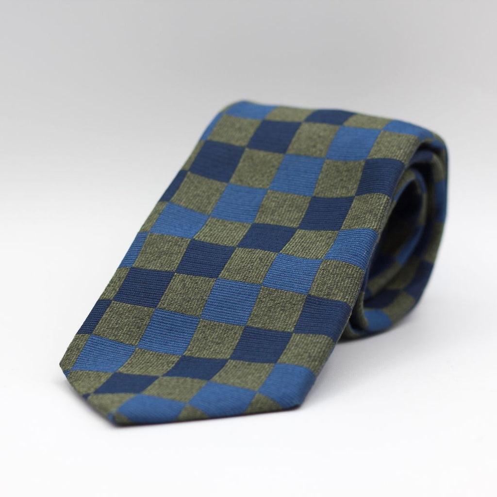 Cruciani & Bella 100% Silk  Jacquard  Tipped Grey, Dark Blue and Light Blue Tie Handmade in Italy 8 cm x 150 cm