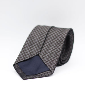 Holliday & Brown for Cruciani & Bella 100% Woven Jacquard Silk Tipped Grey and Dark Grey Houndstooth motif tie Handmade in Italy 8 cm x 150 cm