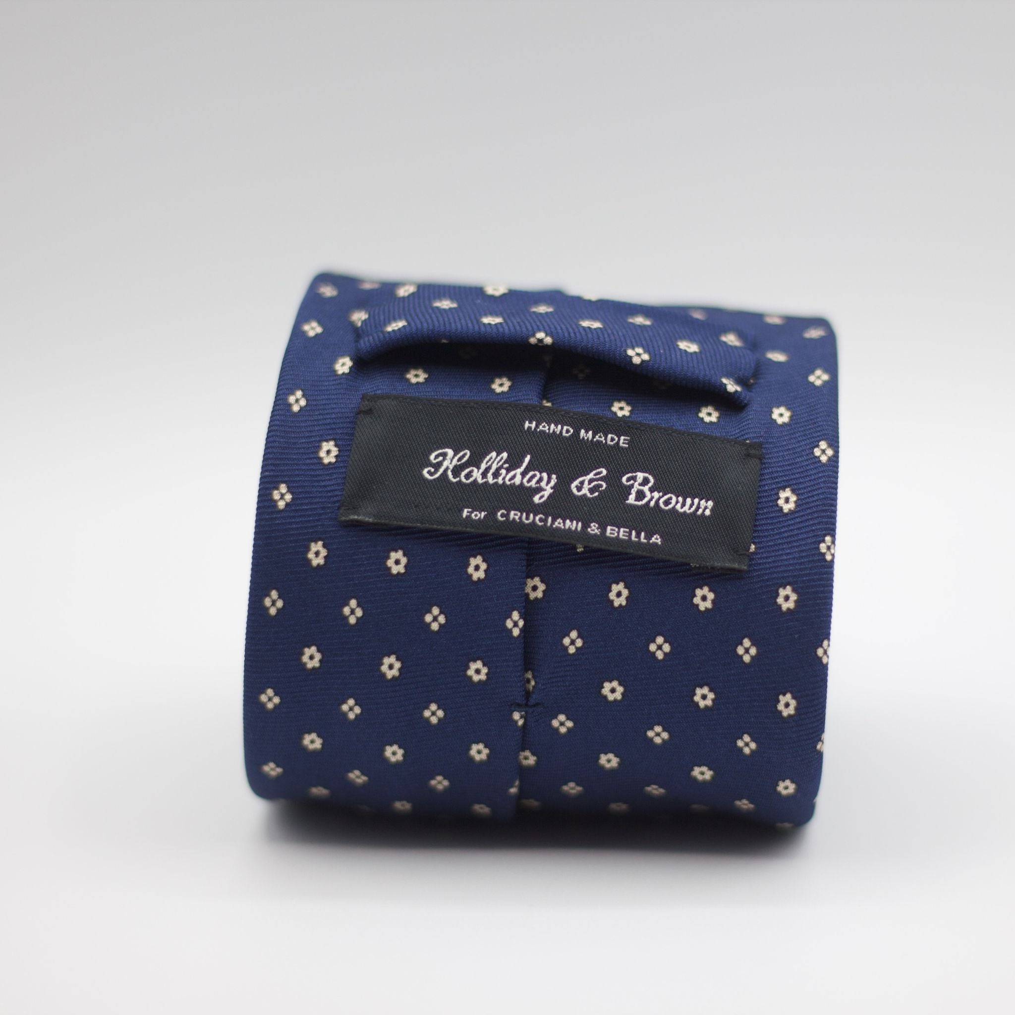 Holliday & Brown - Printed Silk - Blue, Off White Motif Tie