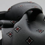 Holliday &amp; Brown for Cruciani &amp; Bella
100%&nbsp;Woven Jacquard Silk
Tipped

Grey, White and Red color motif tie
Handmade in Italy

8 cm x 150 cm
#9342