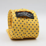 Holliday &amp; Brown for Cruciani &amp; Bella
100% Printed Silk
Self Tipped
Yellow, Navy Blue, Light Blue and White motif Tie
Handmade in Italy
8 cm x 150 cm
#9356