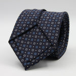 Holliday &amp; Brown for Cruciani &amp; Bella
100% Printed Silk
Self Tipped
Dark Blue, Light Blue, Grey and Fuchsia motif Tie
Handmade in Italy
8 cm x 150 cm
#9360