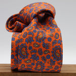 Holliday &amp; Brown for Cruciani &amp; Bella
100% Printed Silk
Self Tipped
Orange, Light Blue and Yellow motif Tie
Handmade in Italy
8 cm x 150 cm
#9368