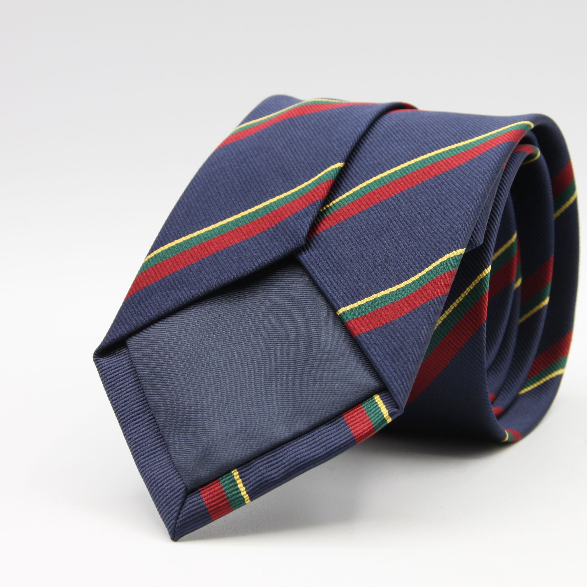 Holliday &amp; Brown
100% Jacquard Silk
Tipped
"Royal Marines" Regimental Tie
Blue, Red, Green and Yellow Stripes
Handmade in Italy
8 cm x 148 cm
#8810